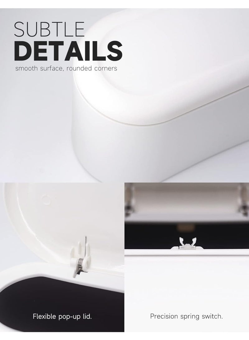 Mini Trash Can with Lid Removable Small Garbage Can, Tiny Plastic Trash Bin, Pop Up Countertop Wastebasket, Counter Garbage Lint Bin for Bathroom,Office,Kitchen,Desk(White) - Image 4